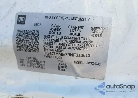 2022 Chevrolet Silverado 2500Hd 4Wd Standard Bed Custom from USA, damaged, VIN 1GC1YME79NF313613